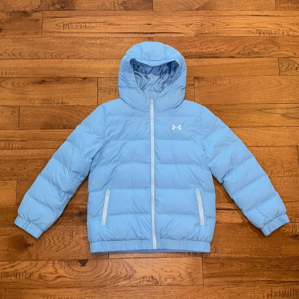 UA Under Armour Girls Prime Puffer Jacket - Size YL - Horizon Blue